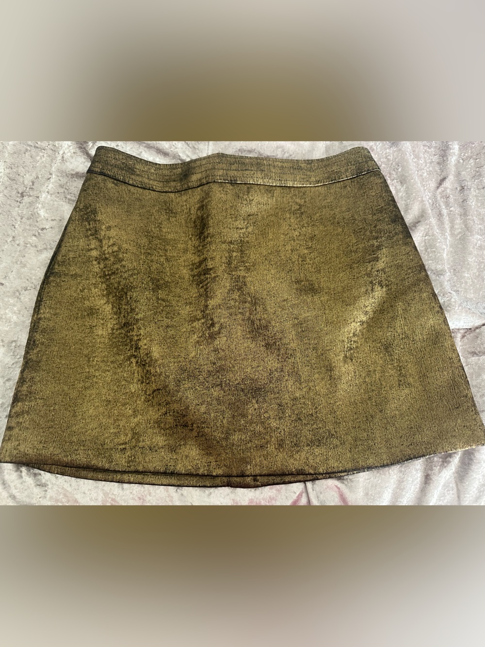 MOTF Metallic Gold A-Line Mini Skirt